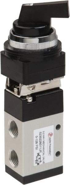 PRO-SOURCE - 1/4" NPT Mechanically Operated Air Valve - 3 Way, 2 Position, Long Selector/Manual, 0.98 CV Rate & 127.98 Max psi - Apex Tool & Supply