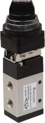 Value Collection - 1/8" NPT Mechanically Operated Air Valve - 3 Way, 2 Position, Selector/Manual, 0.76 CV Rate & 127.98 Max psi - Apex Tool & Supply