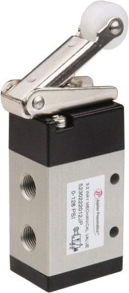 Value Collection - 1/8" NPT Mechanically Operated Air Valve - 3 Way, 2 Position, Roller Lever/Spring, 0.76 CV Rate & 127.98 Max psi - Apex Tool & Supply