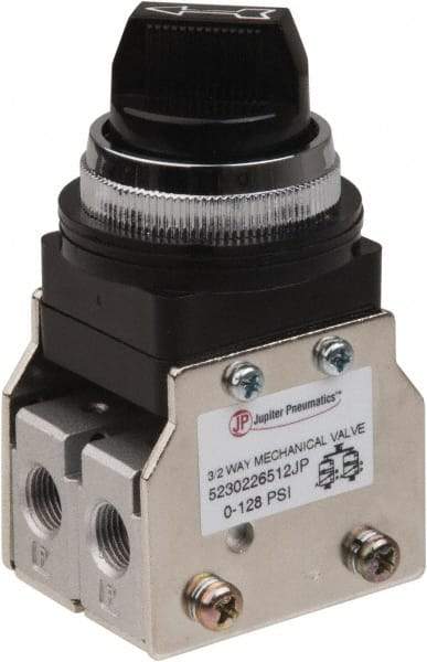 Value Collection - 1/8" NPT Mechanically Operated Air Valve - 3 Way, 2 Position, Two Stack Selector/Manual, 0.76 CV Rate & 127.98 Max psi - Apex Tool & Supply