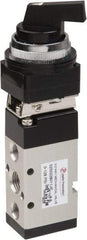PRO-SOURCE - 1/4" NPT Mechanically Operated Air Valve - 5-Way, 2 Position, Long Selector/Manual, 0.98 CV Rate & 127.98 Max psi - Apex Tool & Supply