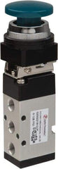 Value Collection - 1/8" NPT Mechanically Operated Air Valve - 5-Way, 2 Position, Palm Button/Spring, 0.76 CV Rate & 127.98 Max psi - Apex Tool & Supply