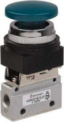 PRO-SOURCE - 1/8" NPT Mechanically Operated Air Valve - 3 Way, 2 Position, Palm Button/Spring, 0.1 CV Rate & 127.98 Max psi - Apex Tool & Supply