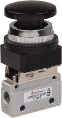PRO-SOURCE - 1/8" NPT Mechanically Operated Air Valve - 3 Way, 2 Position, Palm Button/Spring, 0.1 CV Rate & 127.98 Max psi - Apex Tool & Supply