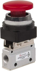 PRO-SOURCE - 1/8" NPT Mechanically Operated Air Valve - 3 Way, 2 Position, Palm Button/Spring, 0.1 CV Rate & 127.98 Max psi - Apex Tool & Supply