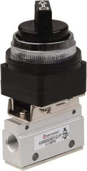 PRO-SOURCE - 1/8" NPT Mechanically Operated Air Valve - 3 Way, 2 Position, Selector/Manual, 0.1 CV Rate & 127.98 Max psi - Apex Tool & Supply