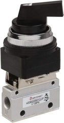 PRO-SOURCE - 1/8" NPT Mechanically Operated Air Valve - 3 Way, 2 Position, Long Selector/Manual, 0.1 CV Rate & 127.98 Max psi - Apex Tool & Supply