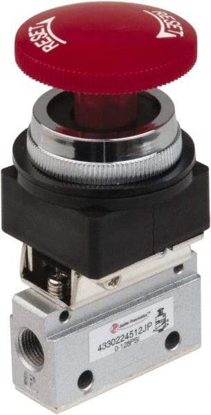 PRO-SOURCE - 1/8" NPT Mechanically Operated Air Valve - 3 Way, 2 Position, Palm Button/Manual, 0.1 CV Rate & 127.98 Max psi - Apex Tool & Supply