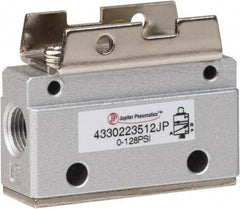 Value Collection - 1/8" NPT Mechanically Operated Air Valve - 3 Way, 2 Position, Cam Stem/Spring, 0.1 CV Rate & 127.98 Max psi - Apex Tool & Supply