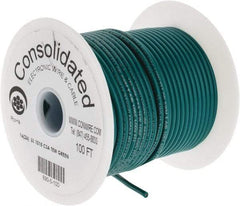 Made in USA - 16 AWG, 26 Strand, 100' OAL, Tinned Copper Hook Up Wire - Green PVC Jacket, 0.117" Diam - Apex Tool & Supply