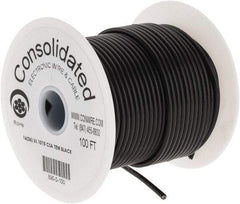 Made in USA - 16 AWG, 26 Strand, 100' OAL, Tinned Copper Hook Up Wire - Black PVC Jacket, 0.117" Diam - Apex Tool & Supply