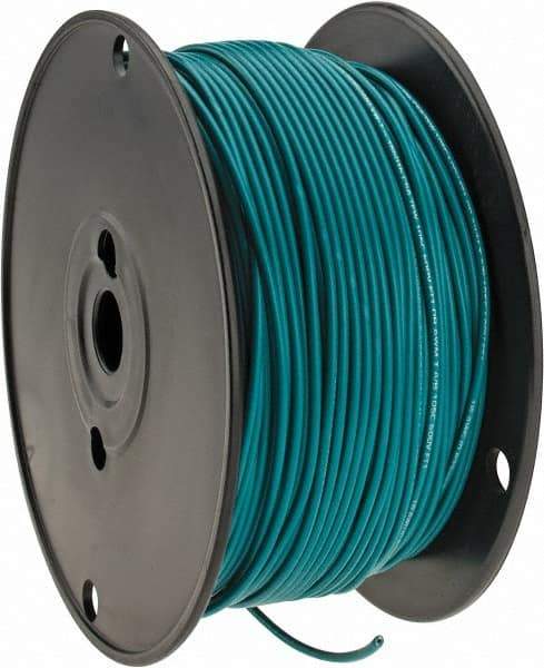 Made in USA - 18 AWG, 16 Strand, 500' OAL, Tinned Copper Hook Up Wire - Green PVC Jacket, 0.106" Diam - Apex Tool & Supply