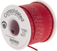 Made in USA - 22 AWG, 7 Strand, 100' OAL, Tinned Copper Hook Up Wire - Red PVC Jacket, 0.091" Diam - Apex Tool & Supply