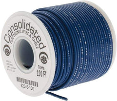 Made in USA - 20 AWG, 10 Strand, 100' OAL, Tinned Copper Hook Up Wire - Blue PVC Jacket, 0.07" Diam - Apex Tool & Supply