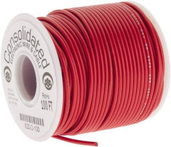 Made in USA - 20 AWG, 10 Strand, 100' OAL, Tinned Copper Hook Up Wire - Red PVC Jacket, 0.07" Diam - Apex Tool & Supply