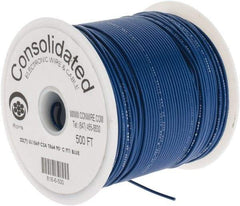 Made in USA - 22 AWG, 7 Strand, 500' OAL, Tinned Copper Hook Up Wire - Blue PVC Jacket, 0.062" Diam - Apex Tool & Supply