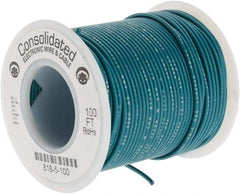 Made in USA - 22 AWG, 7 Strand, 100' OAL, Tinned Copper Hook Up Wire - Green PVC Jacket, 0.062" Diam - Apex Tool & Supply