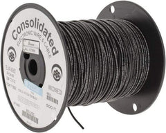 Made in USA - 16 AWG, 26 Strand, 500' OAL, Tinned Copper Hook Up Wire - Black PVC Jacket, 0.117" Diam - Apex Tool & Supply