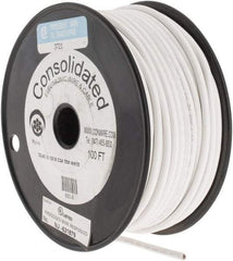 Made in USA - 12 AWG, 65 Strand, 100' OAL, Tinned Copper Hook Up Wire - White PVC Jacket, 0.155" Diam - Apex Tool & Supply