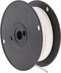 Made in USA - 10 AWG, 105 Strand, 100' OAL, Tinned Copper Hook Up Wire - White PVC Jacket, 0.18" Diam - Apex Tool & Supply