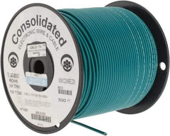 Made in USA - 12 AWG, 65 Strand, 500' OAL, Tinned Copper Hook Up Wire - Green PVC Jacket, 0.155" Diam - Apex Tool & Supply