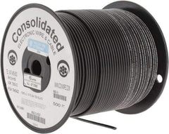 Made in USA - 12 AWG, 65 Strand, 500' OAL, Tinned Copper Hook Up Wire - Black PVC Jacket, 0.155" Diam - Apex Tool & Supply