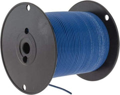 Made in USA - 14 AWG, 41 Strand, 500' OAL, Tinned Copper Hook Up Wire - Blue PVC Jacket, 0.136" Diam - Apex Tool & Supply