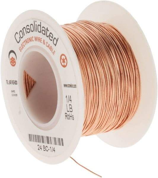 Made in USA - 24 AWG, 0.0201 Inch Diameter, 201 Ft., Solid, Grounding Wire - Copper, ASTM B3, QQ-W-343 Type S, RoHS Compliant - Apex Tool & Supply