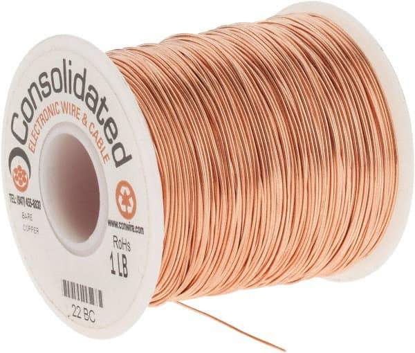 Made in USA - 22 AWG, 0.0253 Inch Diameter, 507 Ft., Solid, Grounding Wire - Copper, ASTM B3, QQ-W-343 Type S, RoHS Compliant - Apex Tool & Supply