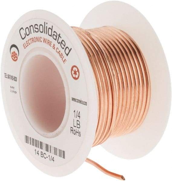 Made in USA - 14 AWG, 0.0641 Inch Diameter, 20 Ft., Solid, Grounding Wire - Copper, ASTM B3, QQ-W-343 Type S, RoHS Compliant - Apex Tool & Supply