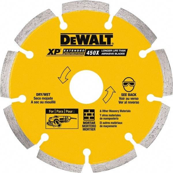 DeWALT - 6" Diam, 7/8" Arbor Hole Diam, Wet & Dry Cut Saw Blade - Diamond-Tipped, Standard Round Arbor - Apex Tool & Supply