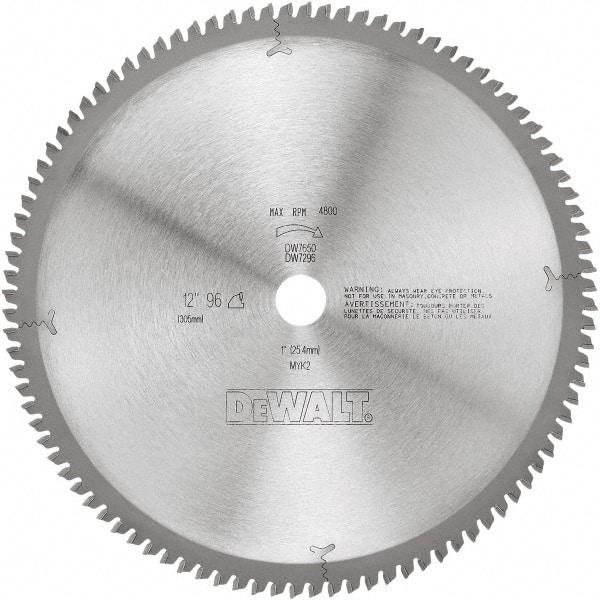 DeWALT - 12" Diam, 1" Arbor Hole Diam, 96 Tooth Wet & Dry Cut Saw Blade - Tungsten Carbide-Tipped, Standard Round Arbor - Apex Tool & Supply