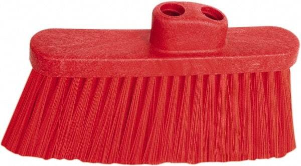 PRO-SOURCE - 10" Wide, Red Polypropylene Bristles, Angled Broom - Threaded Handle, 10 Inch Wide Broom, Red Bristles, Handle Sold Separately - Apex Tool & Supply