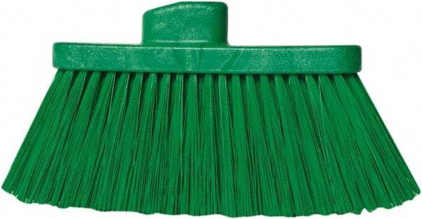 PRO-SOURCE - 10" Wide, Green Polypropylene Bristles, Angled Broom - Threaded Handle, 10 Inch Wide Broom, Green Bristles, Handle Sold Separately - Apex Tool & Supply
