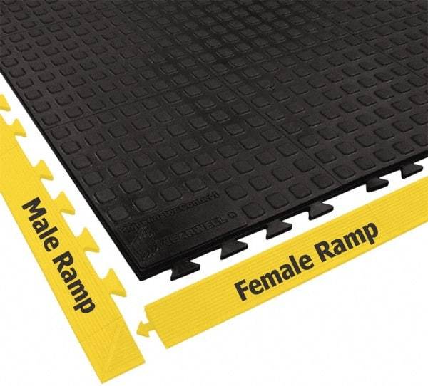 Wearwell - 3' Long x 1' Wide x 5/8" Thick, Anti-Fatigue Modular Matting Tiles - Male & Female, 4 Interlocking Sides, Black, For Dry Areas, Series 502 - Apex Tool & Supply