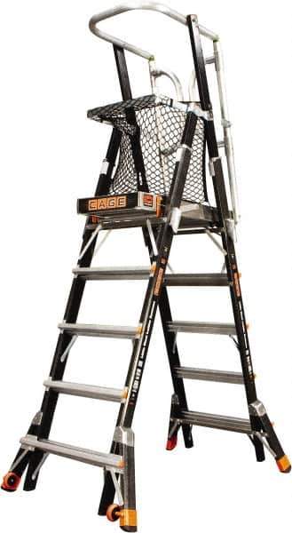 Little Giant Ladder - 108" 8 Step Platform - Rolling Work Platform, 375 Lb Capacity, 108" Platform Height, 45-1/2" Base Width x 87" Base Depth, Aluminum - Apex Tool & Supply