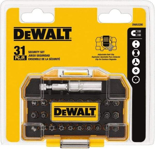 DeWALT - 31 Piece, Screwdriver Tamperproof Bit Set - 3/32, 7/64, 1/8, 9/64, 5/32, 5/16", 2, 2.5, 3, 4mm Hex, T8, T10, T15, T20, T25, T30, T35, T40 Torx, #4, #6, #8, #10 Spanner, #1, #2, #3, #4 Tri-Wing & #6 Clutch Type G - Apex Tool & Supply