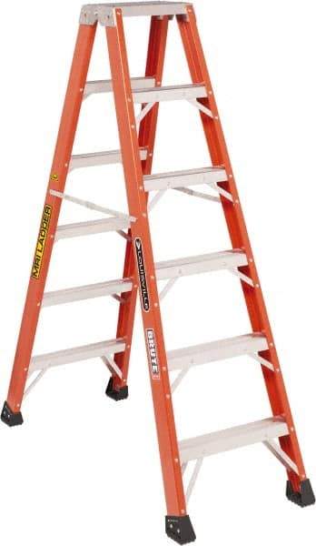 Louisville - 7 Steps, 8' High, Type IAA Rating, Fiberglass Twin Front Ladder - 375 Lb Capacity, 26" Base Width - Apex Tool & Supply