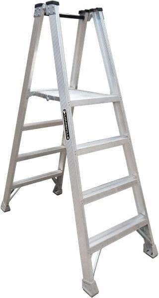 Louisville - 5 Steps, 6' High, Type IA Rating, Aluminum Platform Ladder - 300 Lb Capacity, 28-1/2" Base Width - Apex Tool & Supply