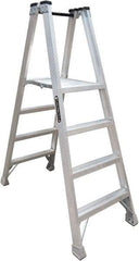 Louisville - 3 Steps, 4' High, Type IA Rating, Aluminum Platform Ladder - 300 Lb Capacity, 25-3/8" Base Width - Apex Tool & Supply