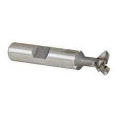 Made in USA - 1/2" Diam x 5/32" Width of Cut, 45° Included Angle, Carbide-Tipped Dovetail Cutter - 3/8" Shank Diam, 2-1/8" Overall Length, 0.02" Corner Radius, Weldon Flat, Uncoated - Apex Tool & Supply