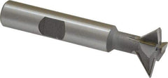 Made in USA - 3/4" Diam x 1/4" Width of Cut, 45° Included Angle, Carbide-Tipped Dovetail Cutter - 3/8" Shank Diam, 2-1/4" Overall Length, 0.02" Corner Radius, Weldon Flat, Uncoated - Apex Tool & Supply