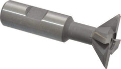 Made in USA - 1-1/2" Diam x 1/2" Width of Cut, 45° Included Angle, Carbide-Tipped Dovetail Cutter - 3/4" Shank Diam, 3-1/4" Overall Length, 0.02" Corner Radius, Weldon Flat, Uncoated - Apex Tool & Supply