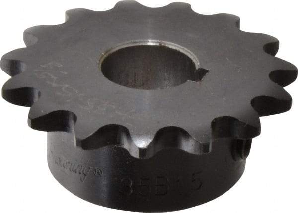 Browning - 15 Teeth, 3/8" Chain Pitch, Chain Size 35, Finished Bore Sprocket - 5/8" Bore Diam, 1.804" Pitch Diam, 1.99" Outside Diam - Apex Tool & Supply