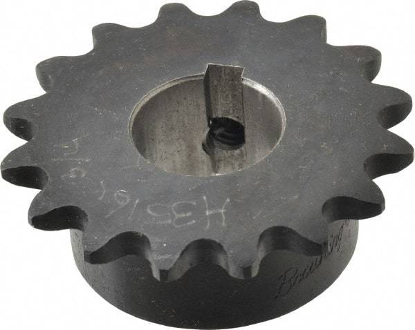 Browning - 16 Teeth, 3/8" Chain Pitch, Chain Size 35, Finished Bore Sprocket - 3/4" Bore Diam, 1.922" Pitch Diam, 2.11" Outside Diam - Apex Tool & Supply