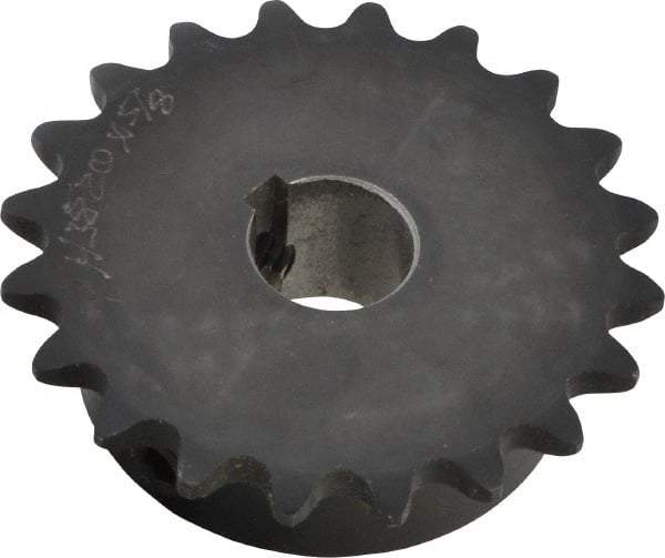 Browning - 20 Teeth, 3/8" Chain Pitch, Chain Size 35, Finished Bore Sprocket - 5/8" Bore Diam, 2.397" Pitch Diam, 2.59" Outside Diam - Apex Tool & Supply