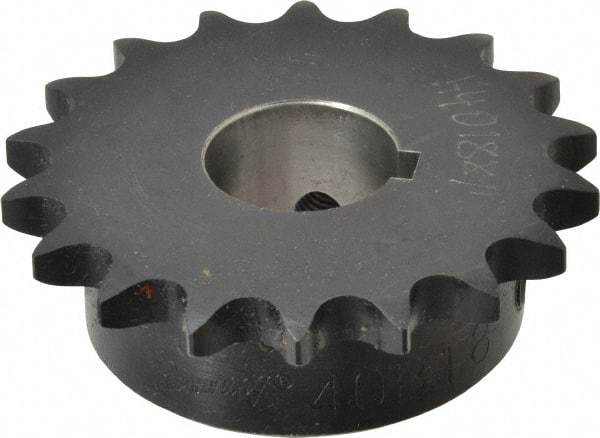 Browning - 18 Teeth, 1/2" Chain Pitch, Chain Size 40, Finished Bore Sprocket - 1" Bore Diam, 2.879" Pitch Diam, 3.14" Outside Diam - Apex Tool & Supply