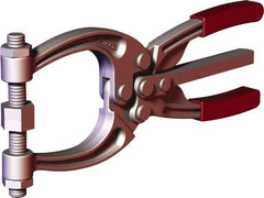 De-Sta-Co - 3110 N Load Capacity, 2.72" Throat Depth, 8.51" OAL, Forged Alloy Steel, C Style Plier Clamp - 1.2" Max Jaw Capacity, M10 Spindle, 4.16" Open Throat Height, Red Handle, Spindle End - Apex Tool & Supply