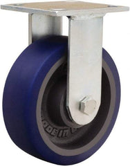 Hamilton - 6" Diam x 2" Wide x 7-1/2" OAH Top Plate Mount Rigid Caster - Polyurethane Mold onto Cast Iron Center, 900 Lb Capacity, Sealed Precision Ball Bearing, 4 x 4-1/2" Plate - Apex Tool & Supply