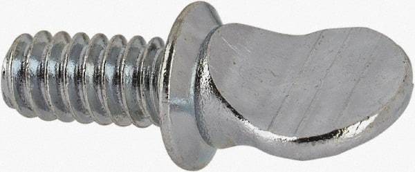 Value Collection - #10-24 Oval Shoulder Steel Thumb Screw - 3/8" OAL, 0.43" Head Height, Zinc-Plated Finish - Apex Tool & Supply